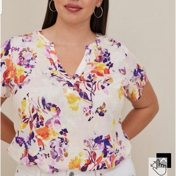 Torrid Rayon Slub Hi-Lo Short Sleeve Blouse Size 1X - Picture 3 of 12